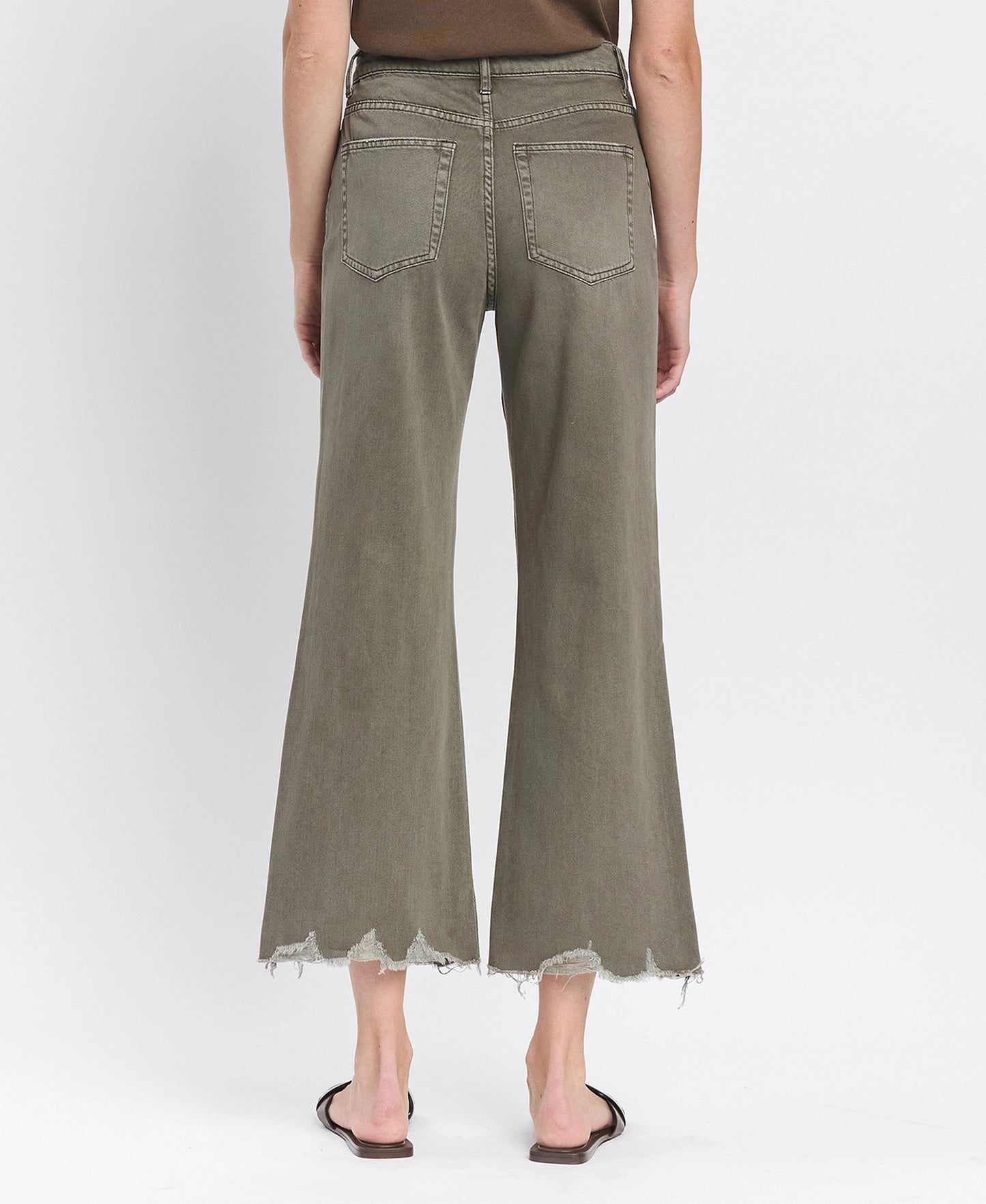 90S VINTAGE SUPER HIGH RISE CROP FLARE JEANS