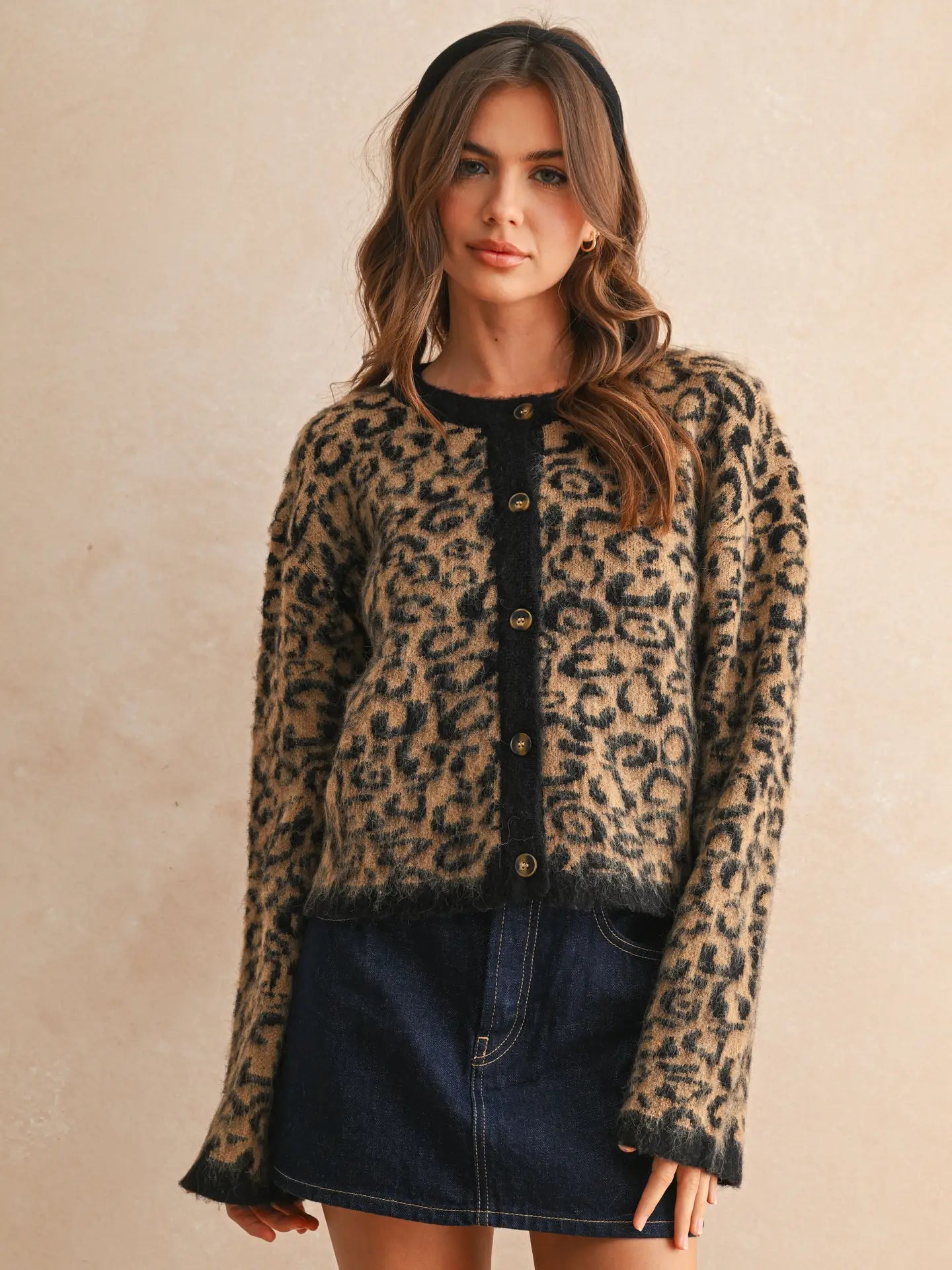 LEOPARD PRINT SWEATER CARDIGAN