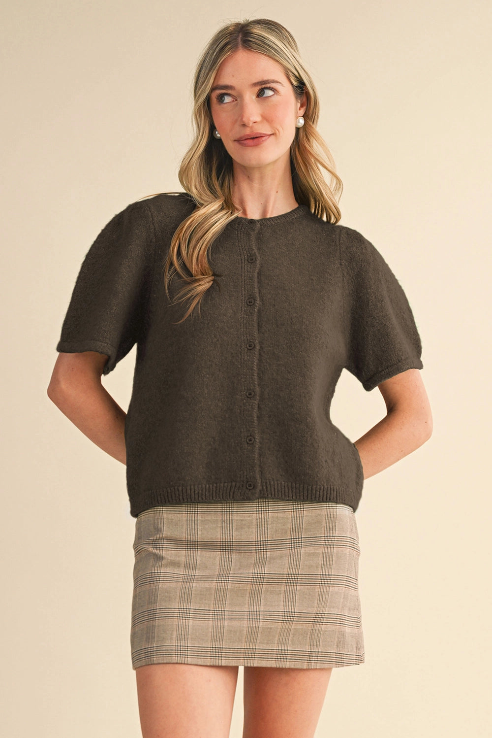 RACHEL PUFF SLEEVE CARDIGAN SWEATER