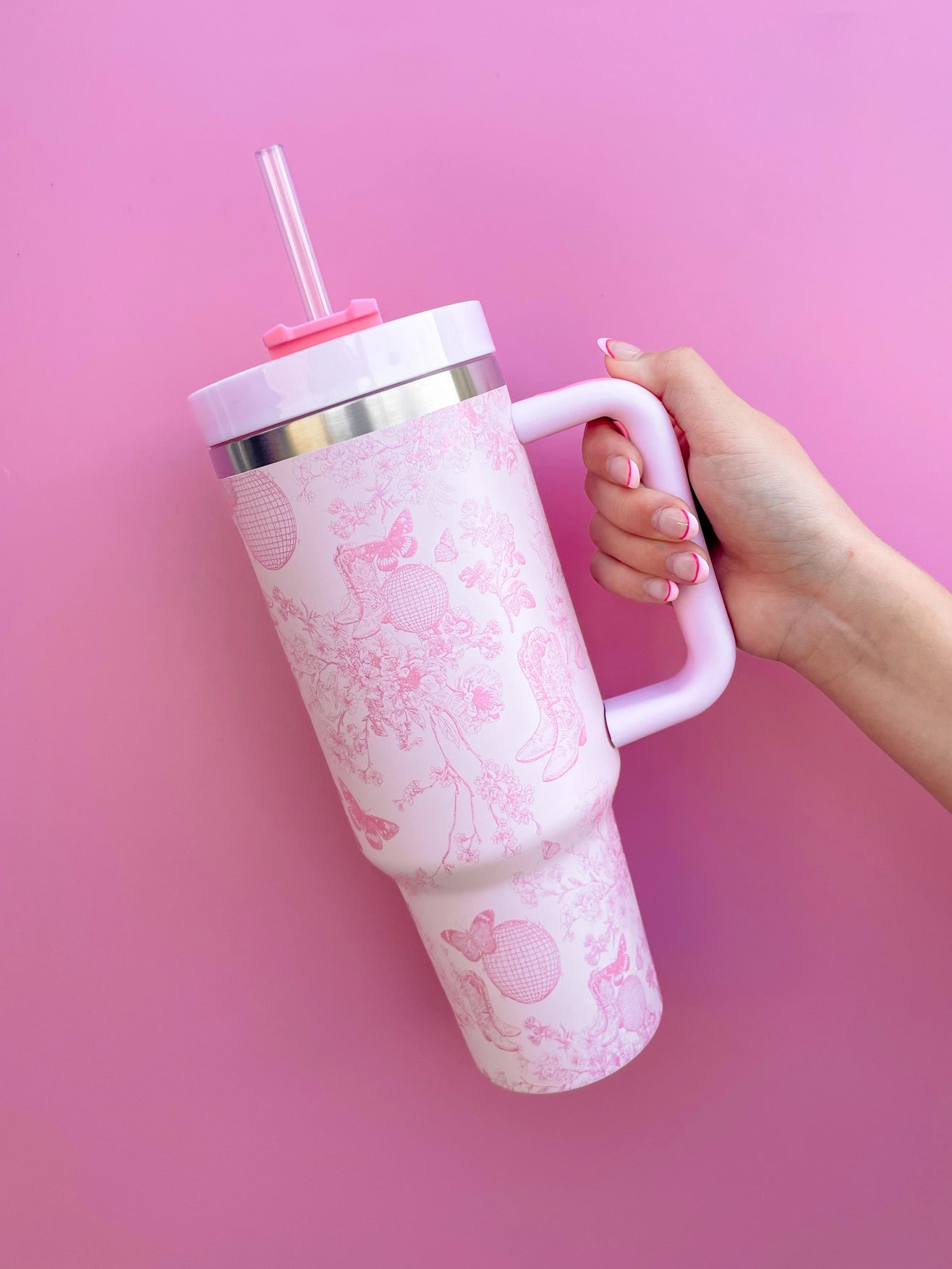 PINK DISCO COWGIRL TOILE 40oz TUMBLER