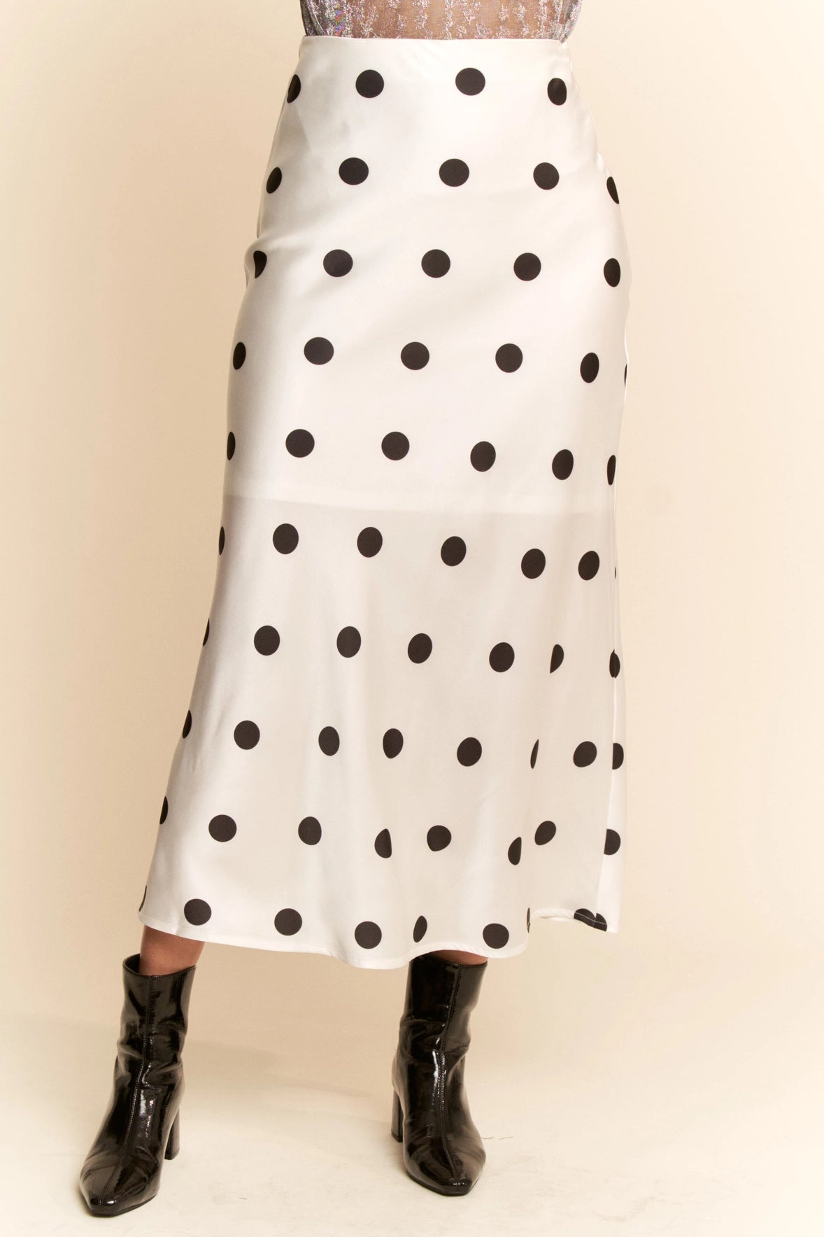 LOVE ALL THE DOTS SATIN POLKADOT SKIRT