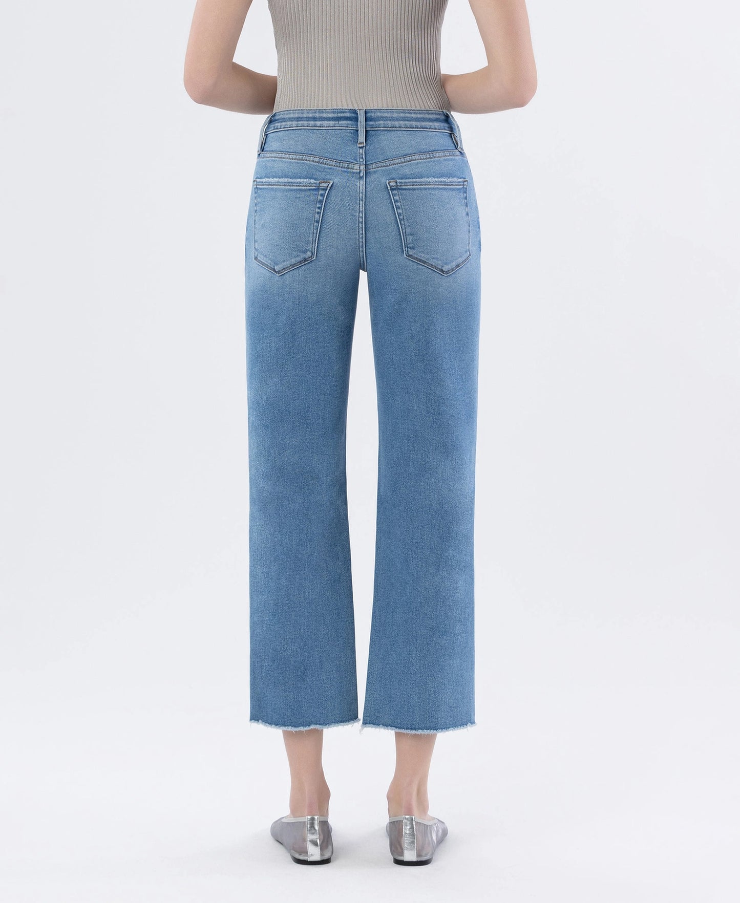 HIGH RISE RAW HEM CROP STRAIGHT JEANS