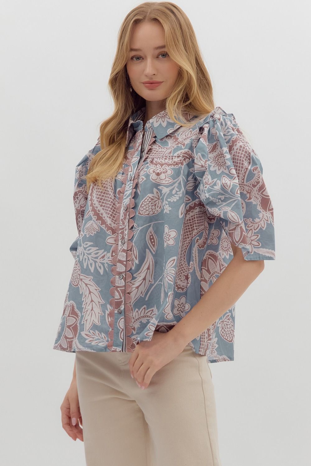 PAISLEY PATTERN STATEMENT BLOUSE