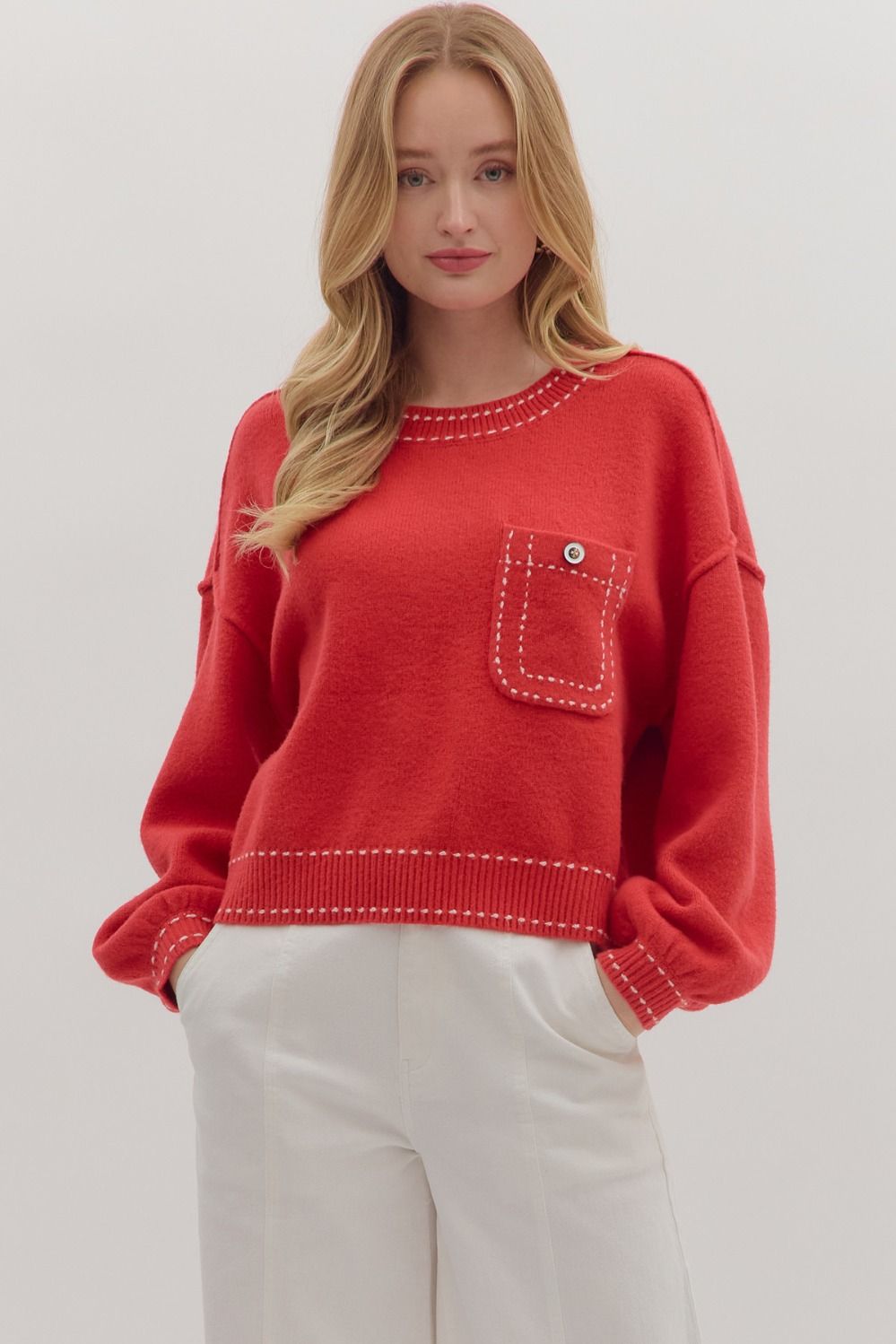 COZY BY THE FIRE BLANKET STICH SWEATER