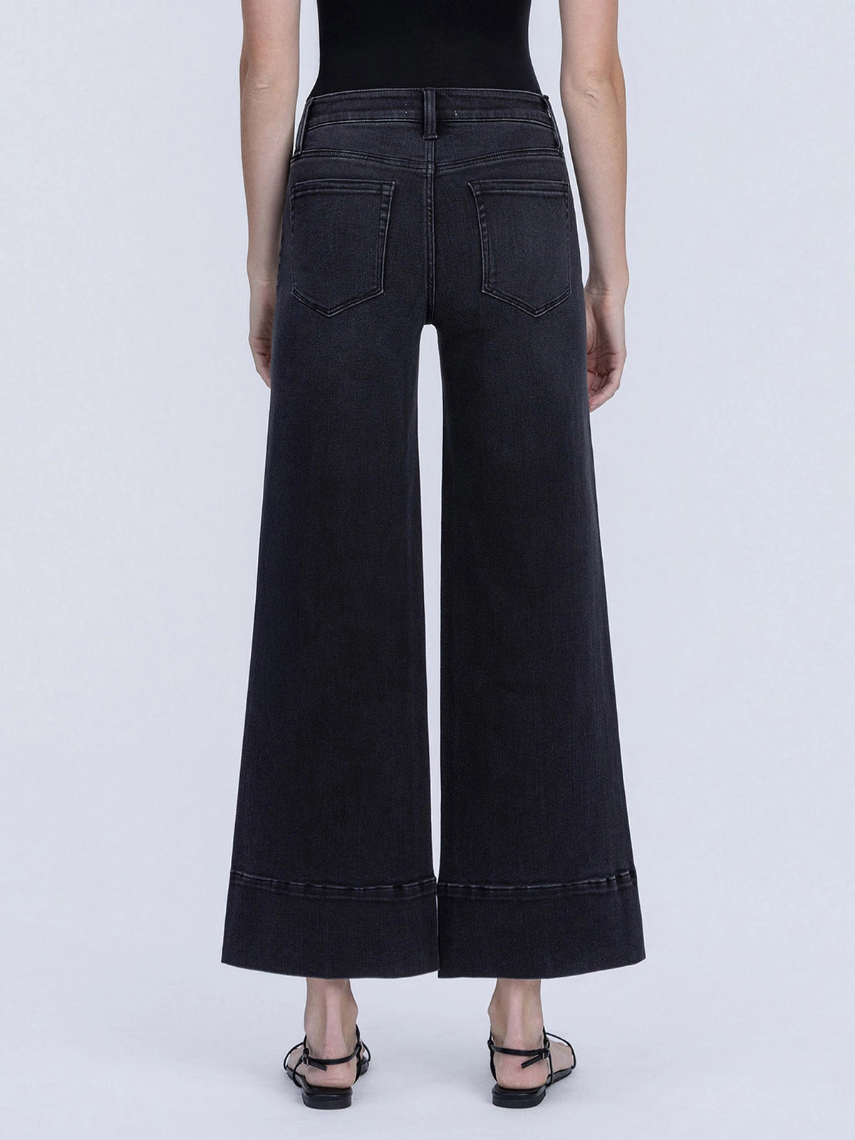 HIGH RISE PIN TUCK CROP WIDE JEANS
