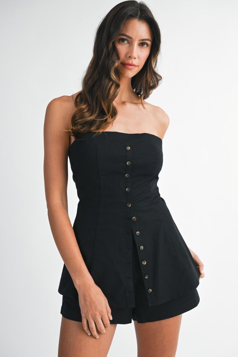 CONTRAST STRAPLESS SHORTS SET