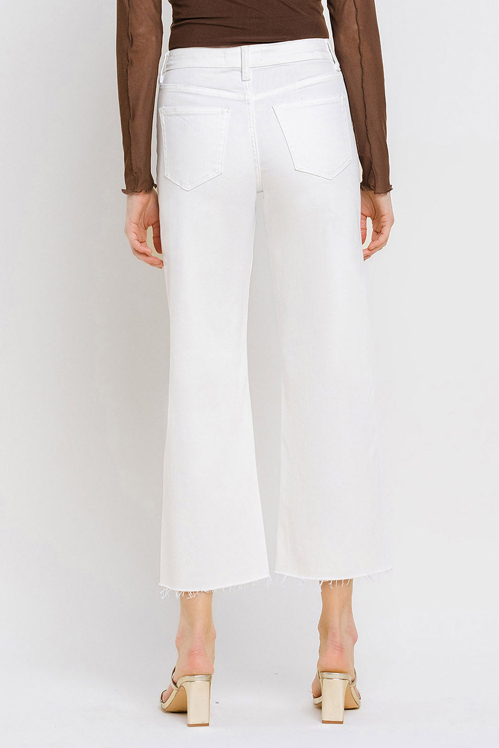 OLIVIA WHITE HIGH RISE CROP WIDE LEG JEANS