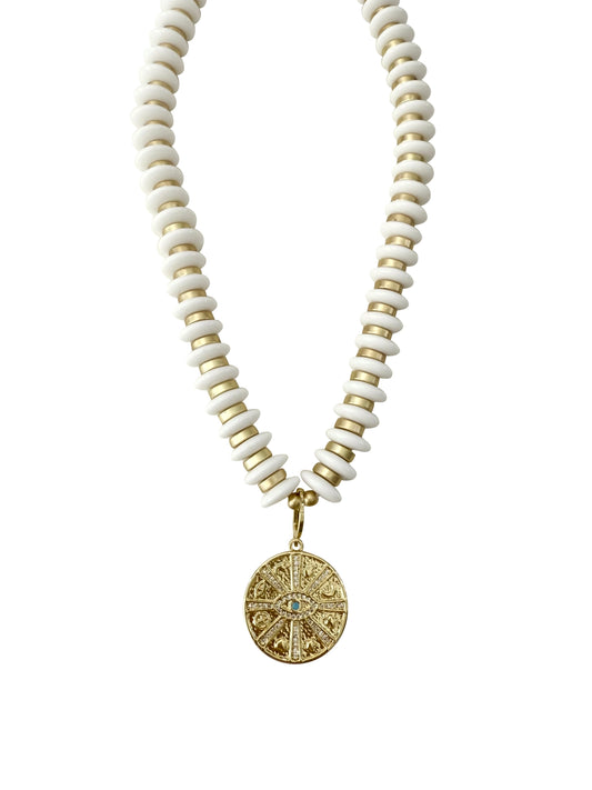 WINNIE  WHITE BEADED NECKLACE