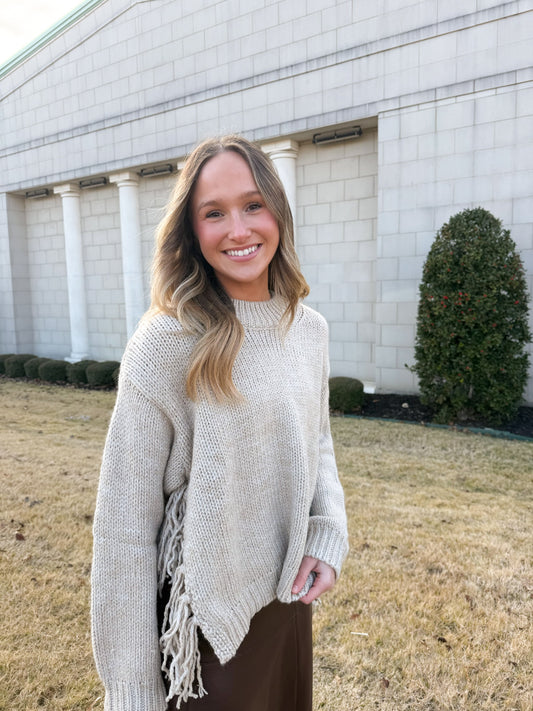 FRINGE DOWN THE SIDE SWEATER