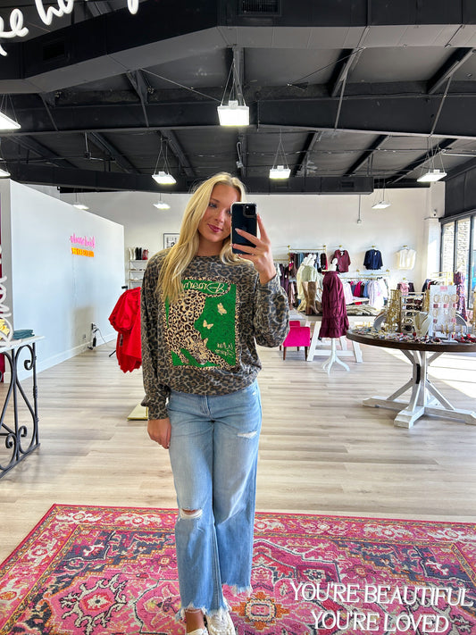 DREAMER LEOPARD TERRY FRENCH PULLOVER