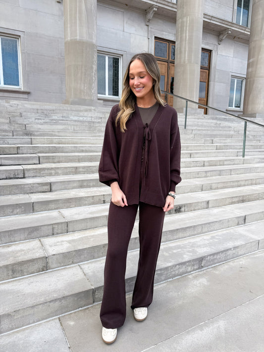 TIE KNIT CARDIGAN SET