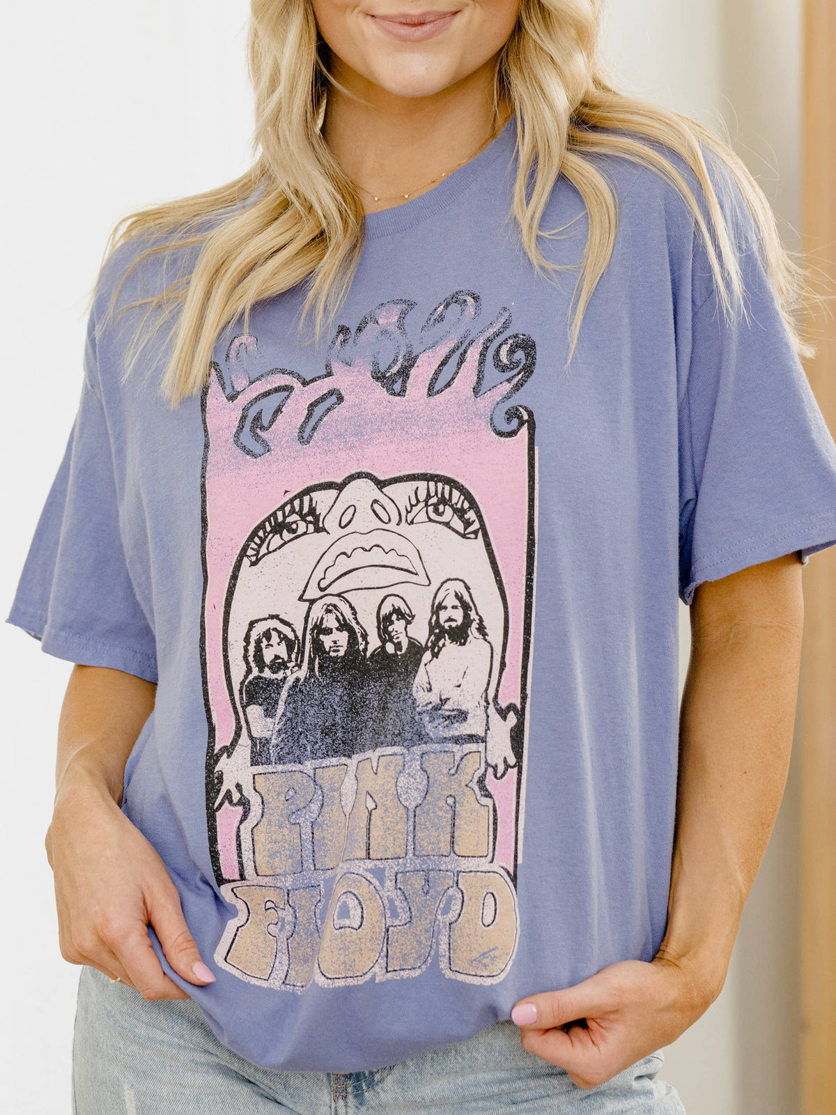 Pink Floyd Festival Colors Violet Thrifted Graphic Tee
