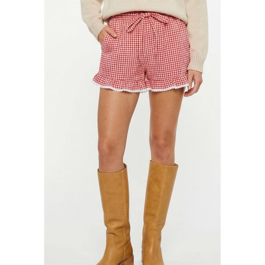 GINGHAM LACE TRIM SHORTS