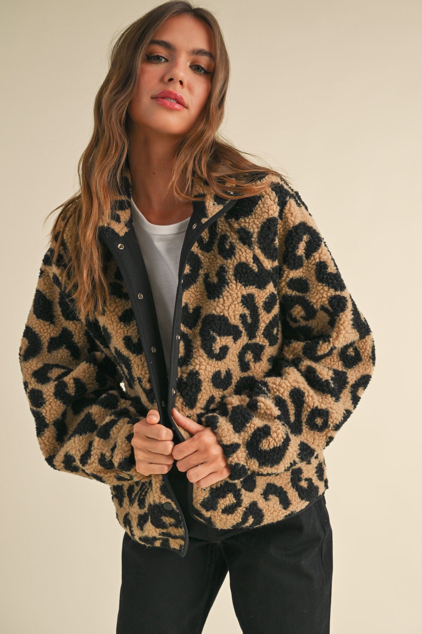 LEOPARD SHERPA JACKET