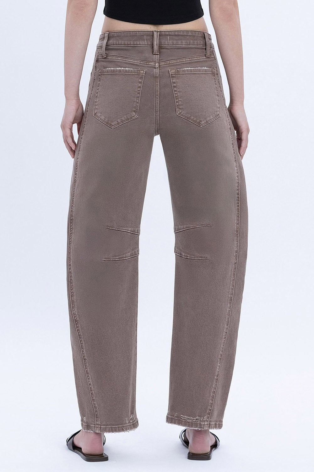 STONE HIGH RISE BARREL JEANS