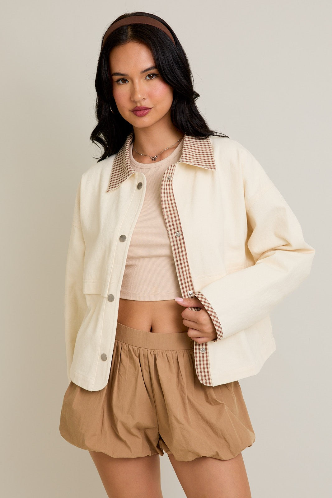 GINGHAM DETAIL JACKET