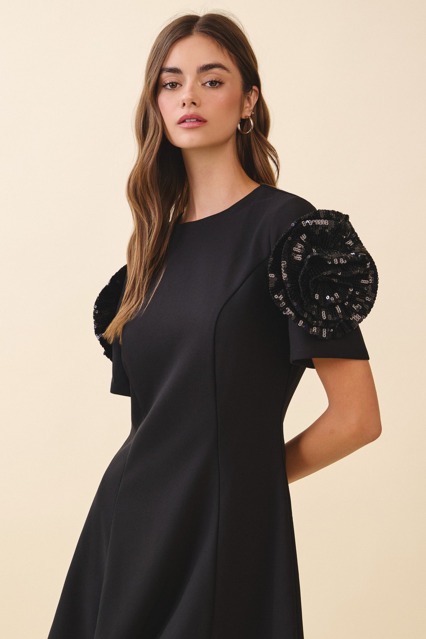 3D SEQUIN FLORAL MINI DRESS