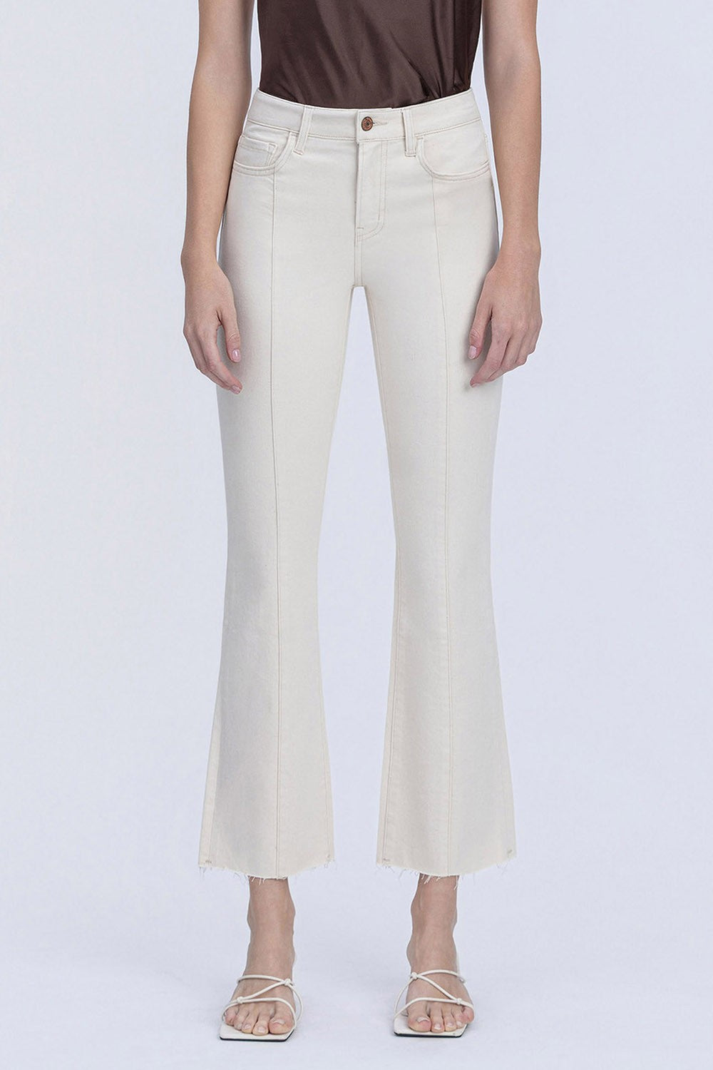 HIGH RISE PIN TUCK ANKLE BOOTCUT JEANS