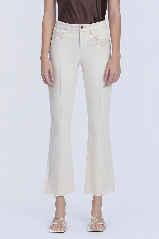 HIGH RISE PIN TUCK ANKLE BOOTCUT JEANS