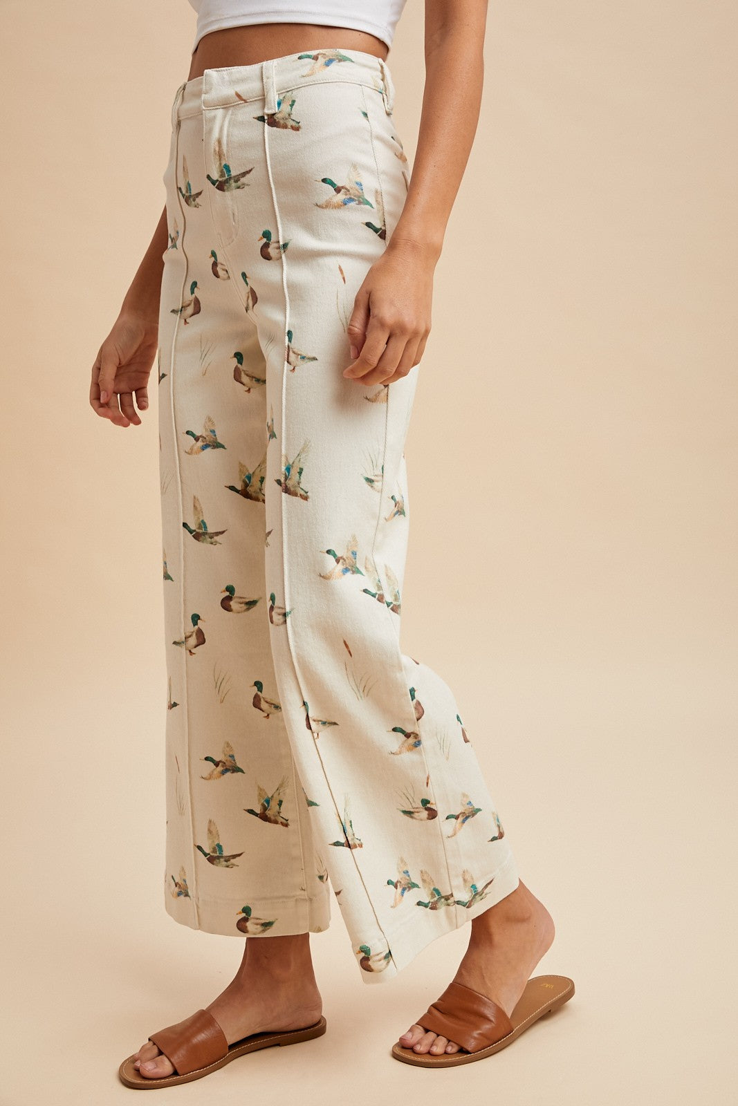 MALLARD PRINTED WIDE LEG PANTS