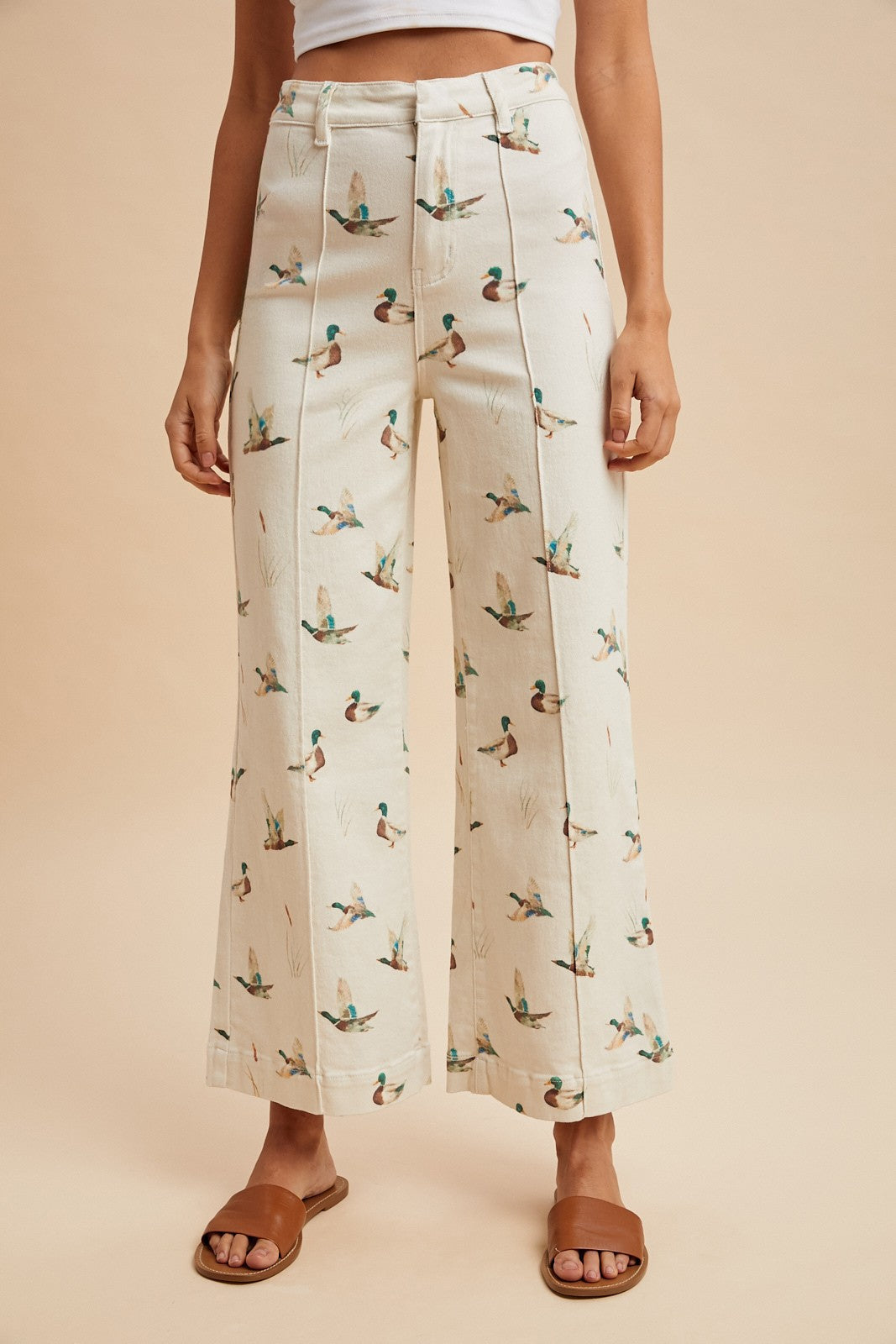 MALLARD PRINTED WIDE LEG PANTS