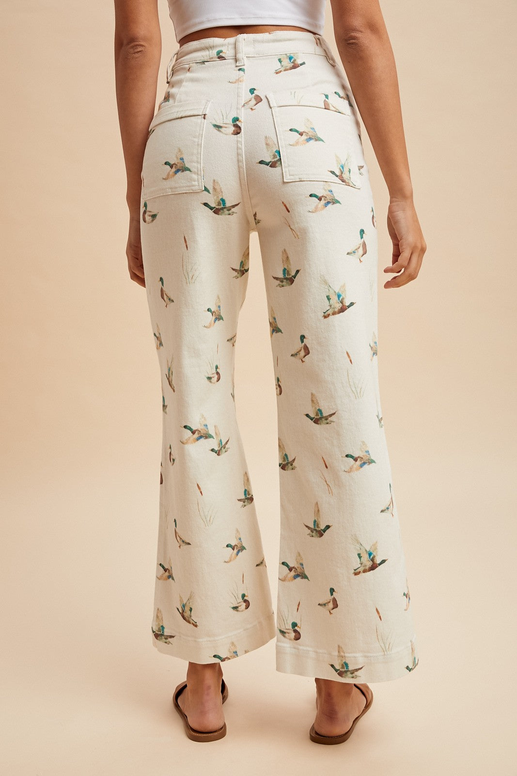 MALLARD PRINTED WIDE LEG PANTS