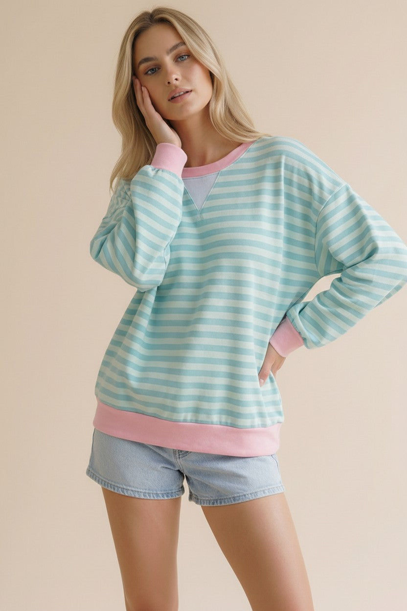 ABOUT THOSE STRIPES TERRY PULLOVER