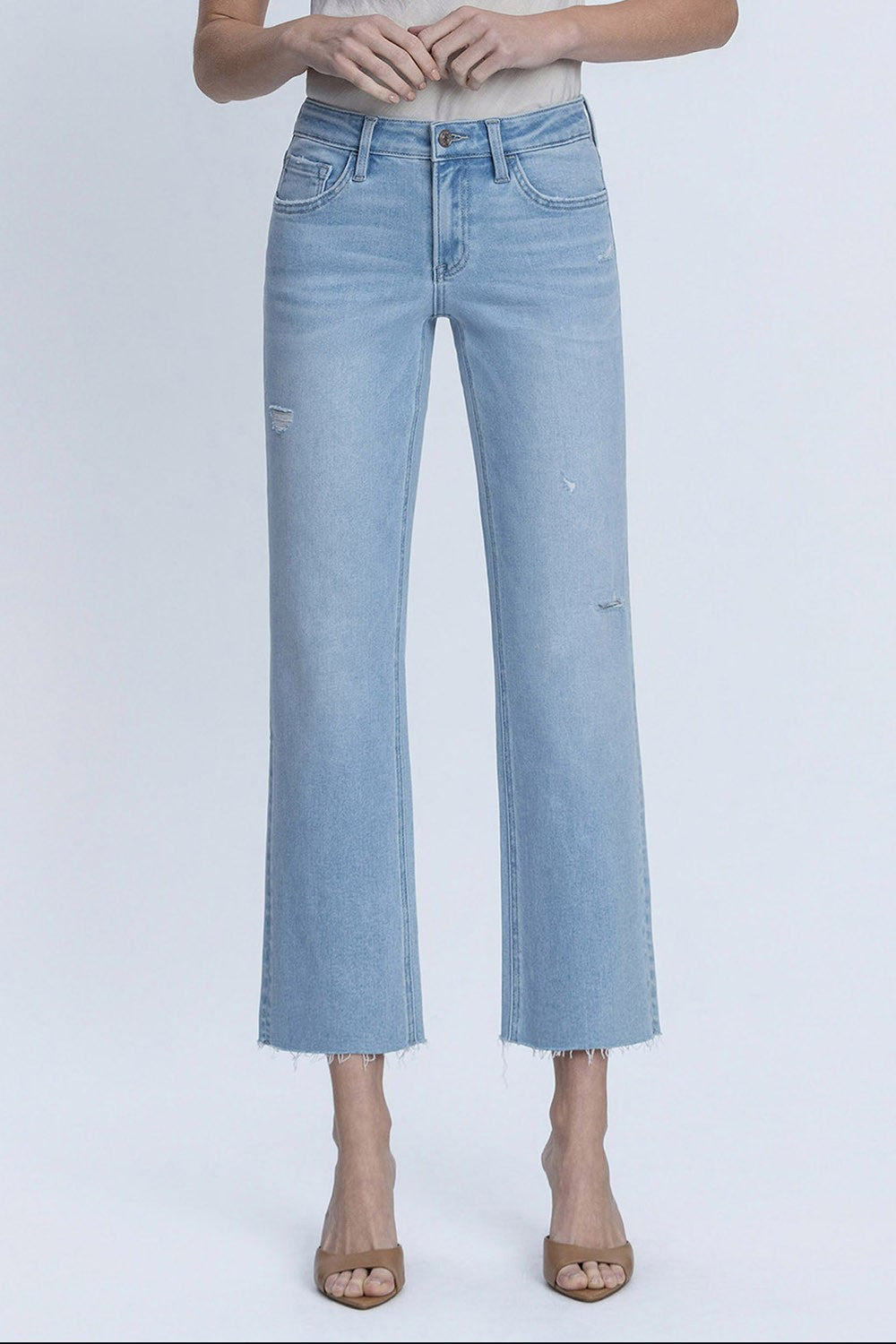 MID RISE CLEAN CUT HEM ANKLE STRAIGHT JEANS