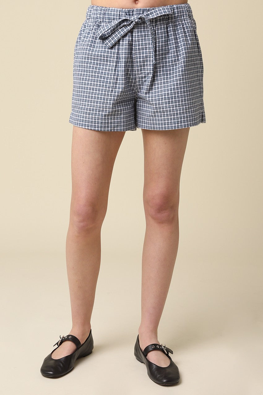 GINGHAM FRONT TIE SHORTS