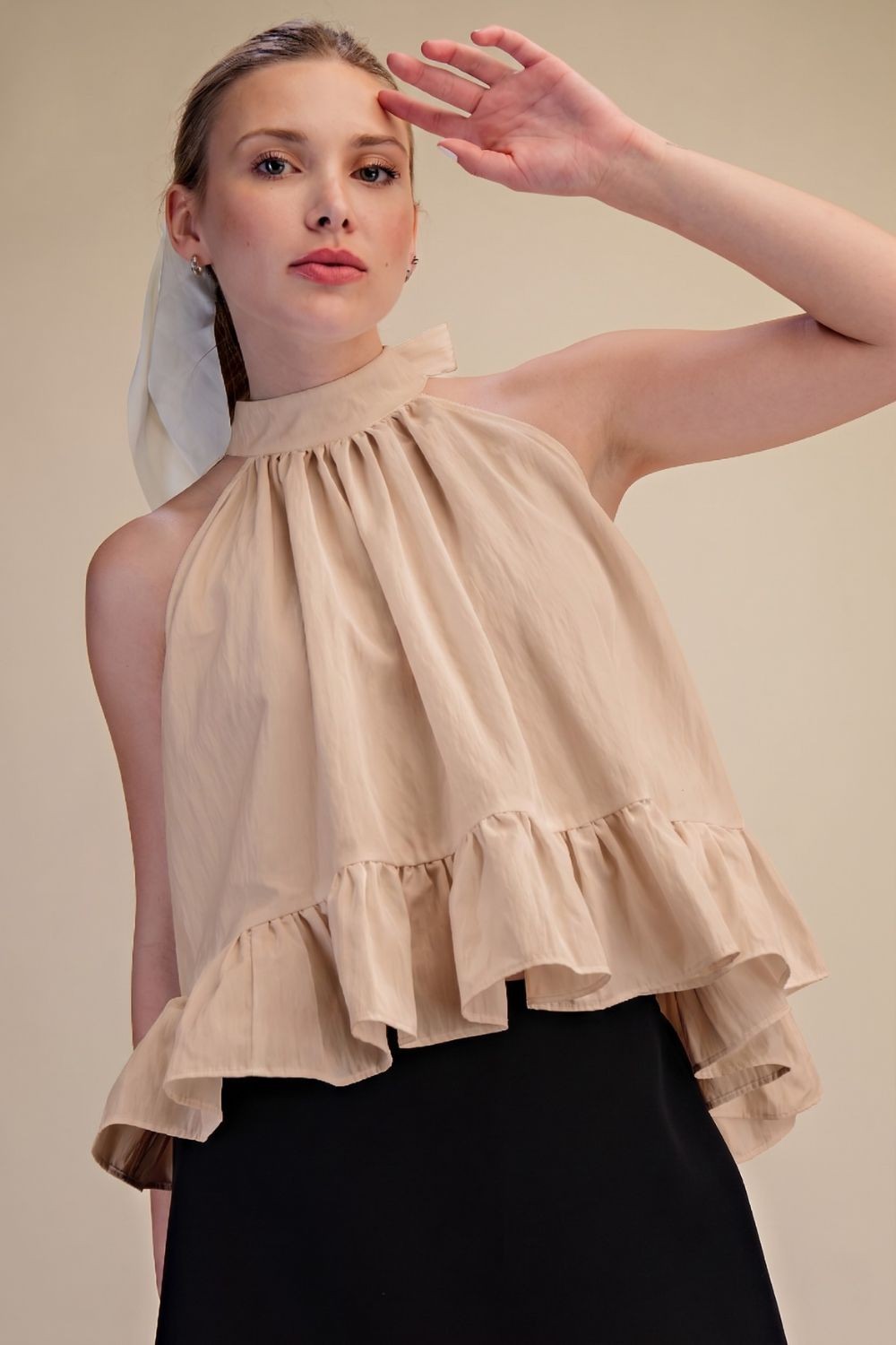 ALL THAT RUFFLE HALTER TOP
