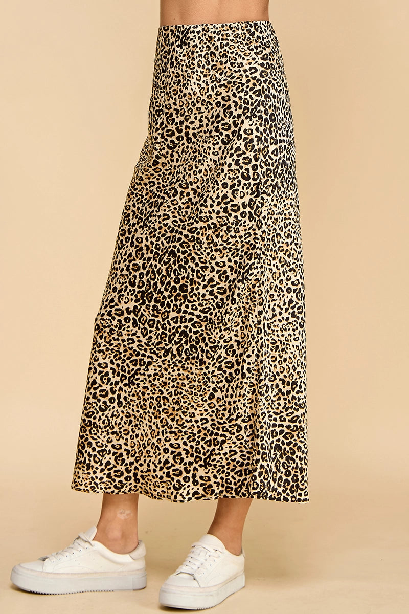 LEOPARD PRINT WAISTBAND SKIRT