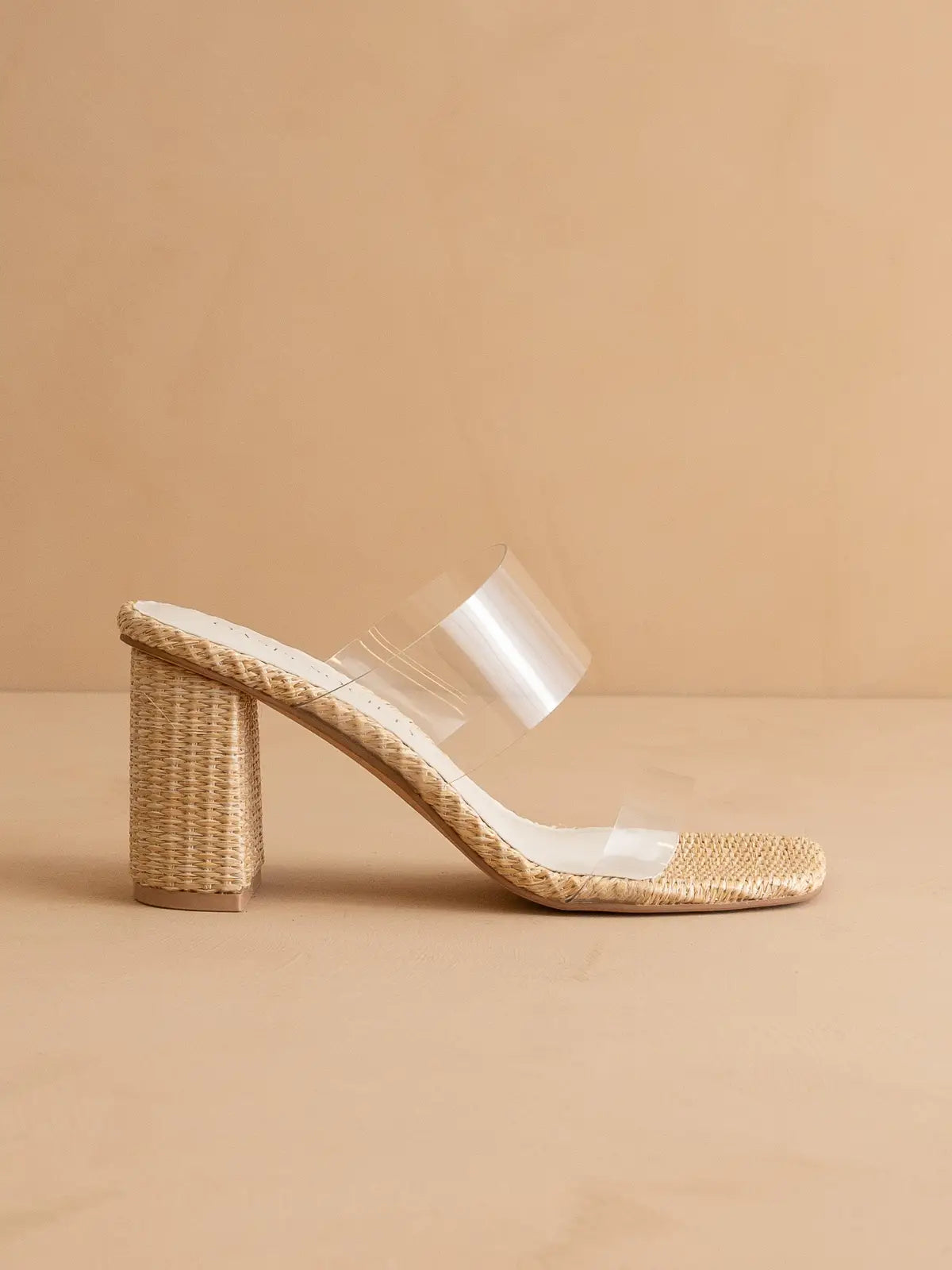 THE FRANCEE TRANSPARENT RAFFIA HEEL