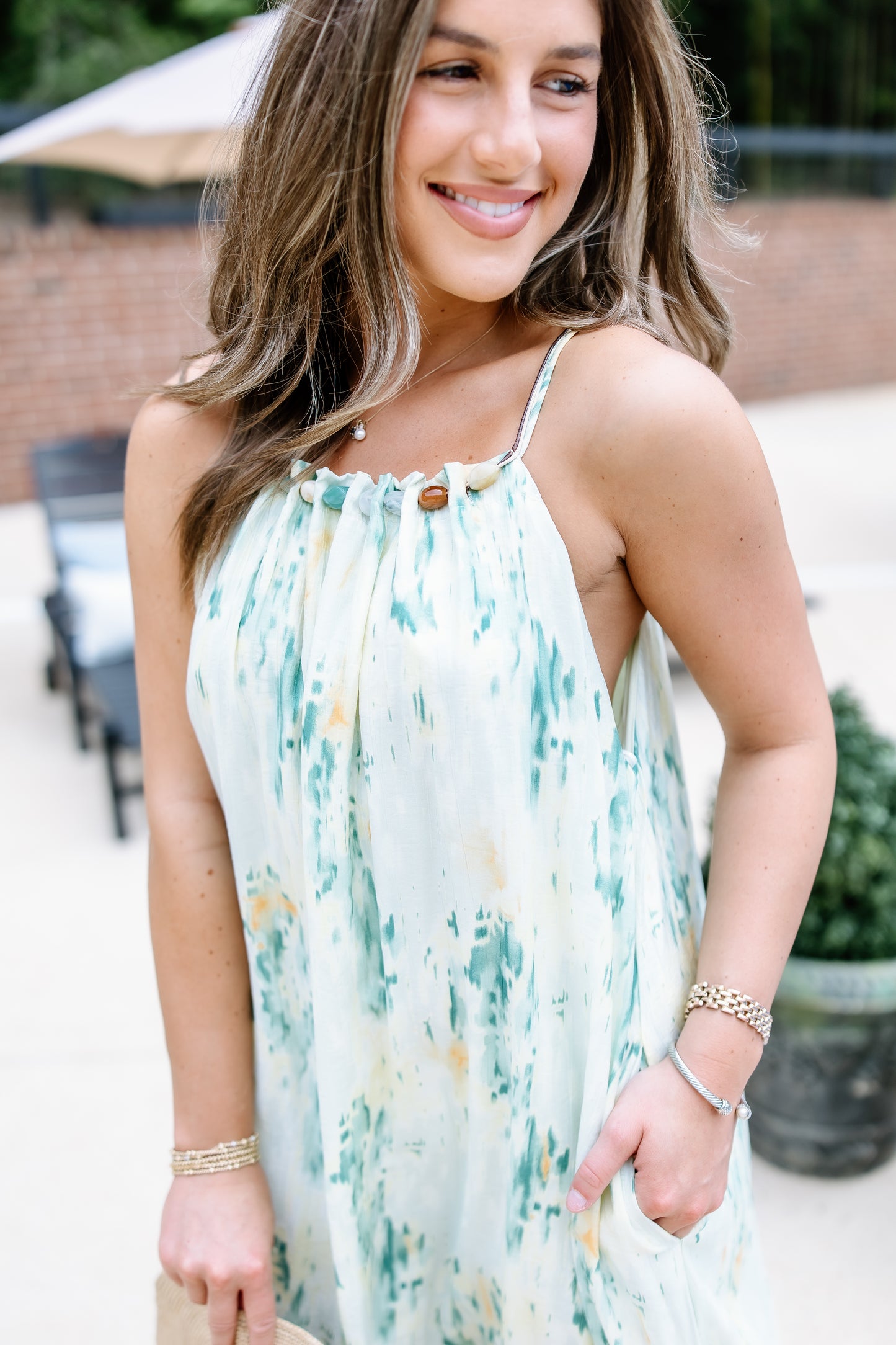 HONEYMOON STONE TRIM MAXI DRESS