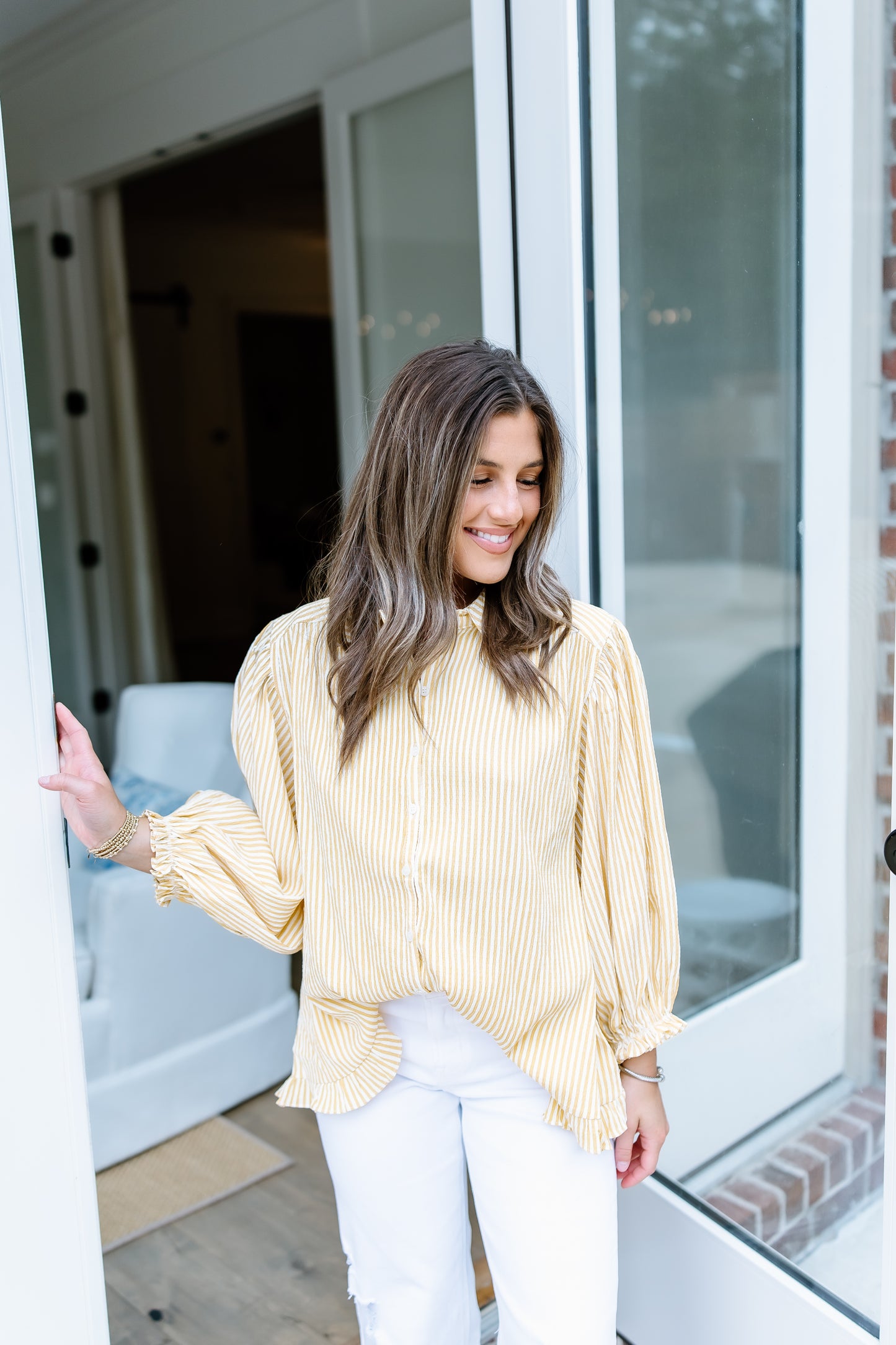 THOUGHT OF IT STRIPE BUTTON DOWN TOP