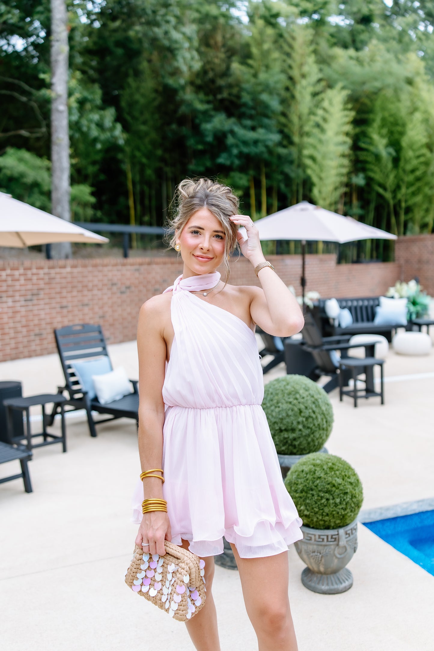 KNEW IT RUFFLE HALTER NECK MINI DRESS- 3 COLORS