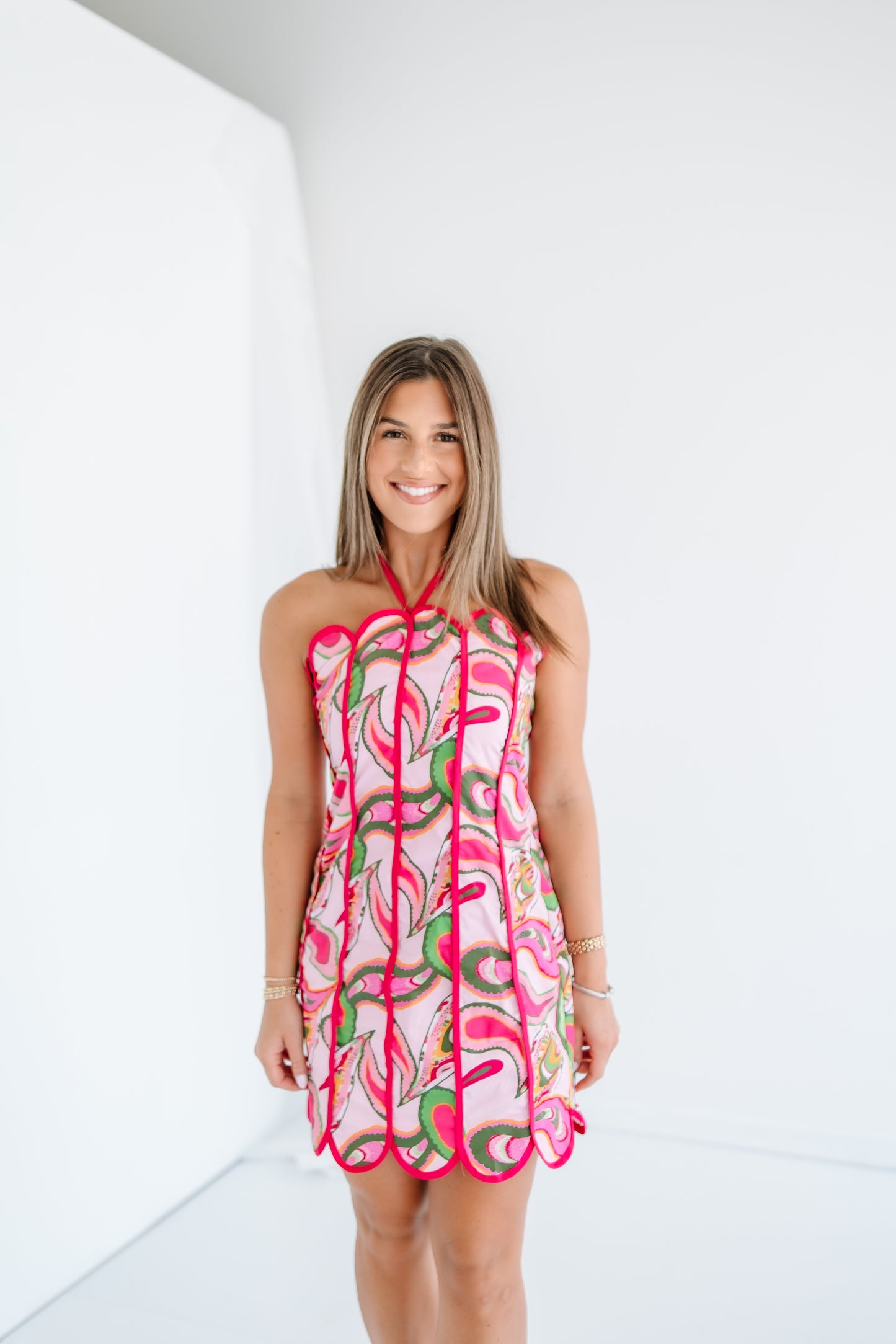 FUNKY FEVER SCALLOPED MINI DRESS