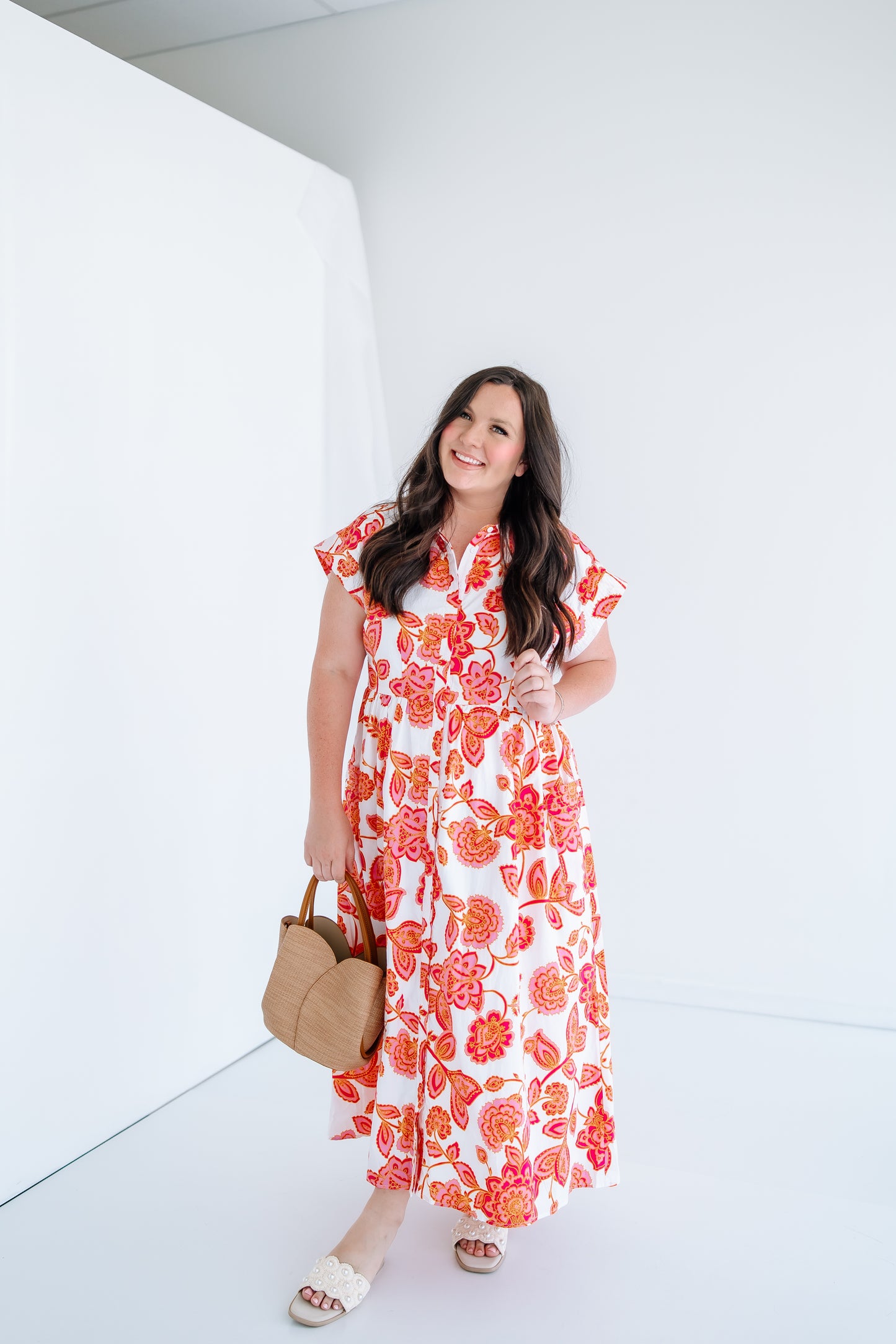GRENOLA BUTTON UP MIDI DRESS