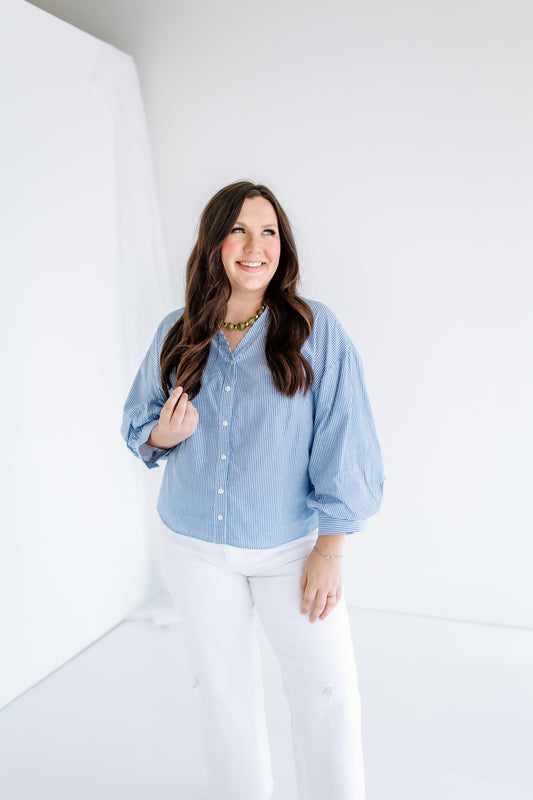 CHALET BUTTON DOWN STRIPE TOP