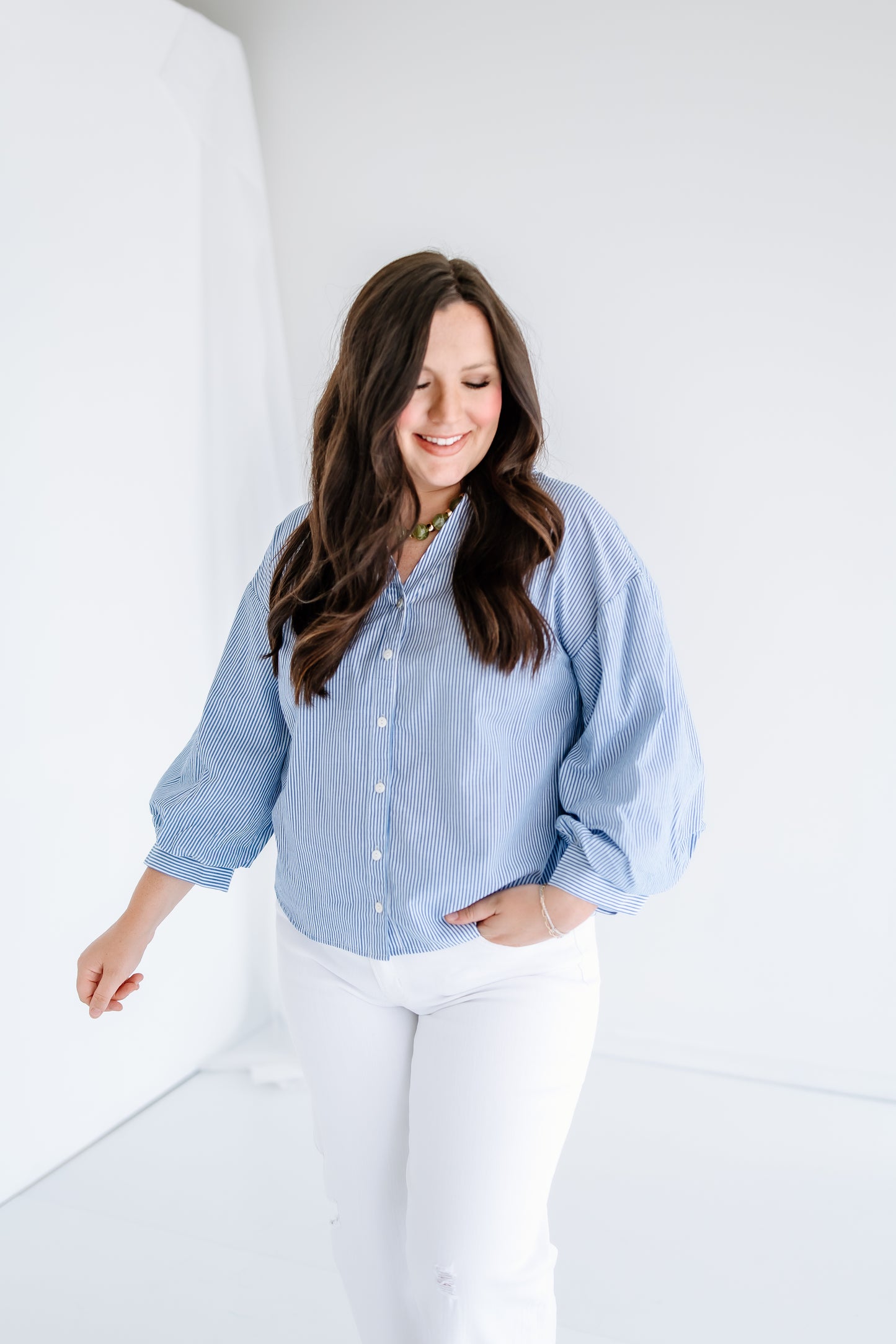 CHALET BUTTON DOWN STRIPE TOP