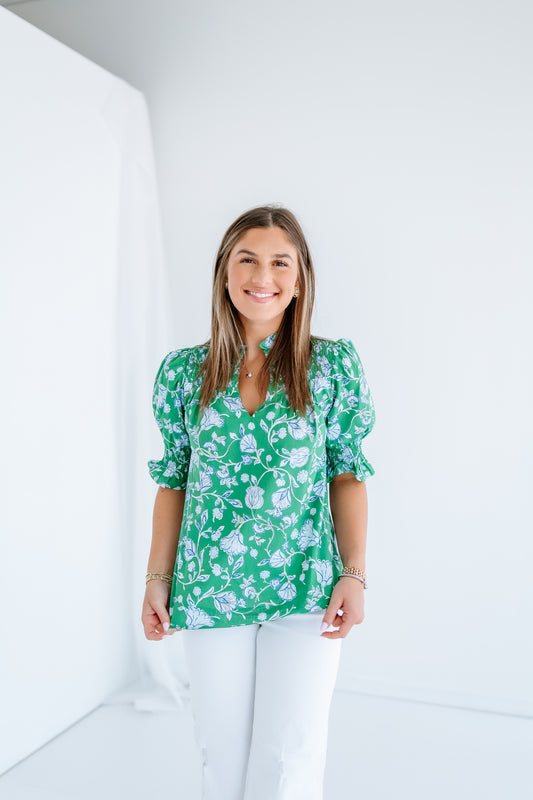 KENNA PUFF SLEEVED SMOCKED TOP