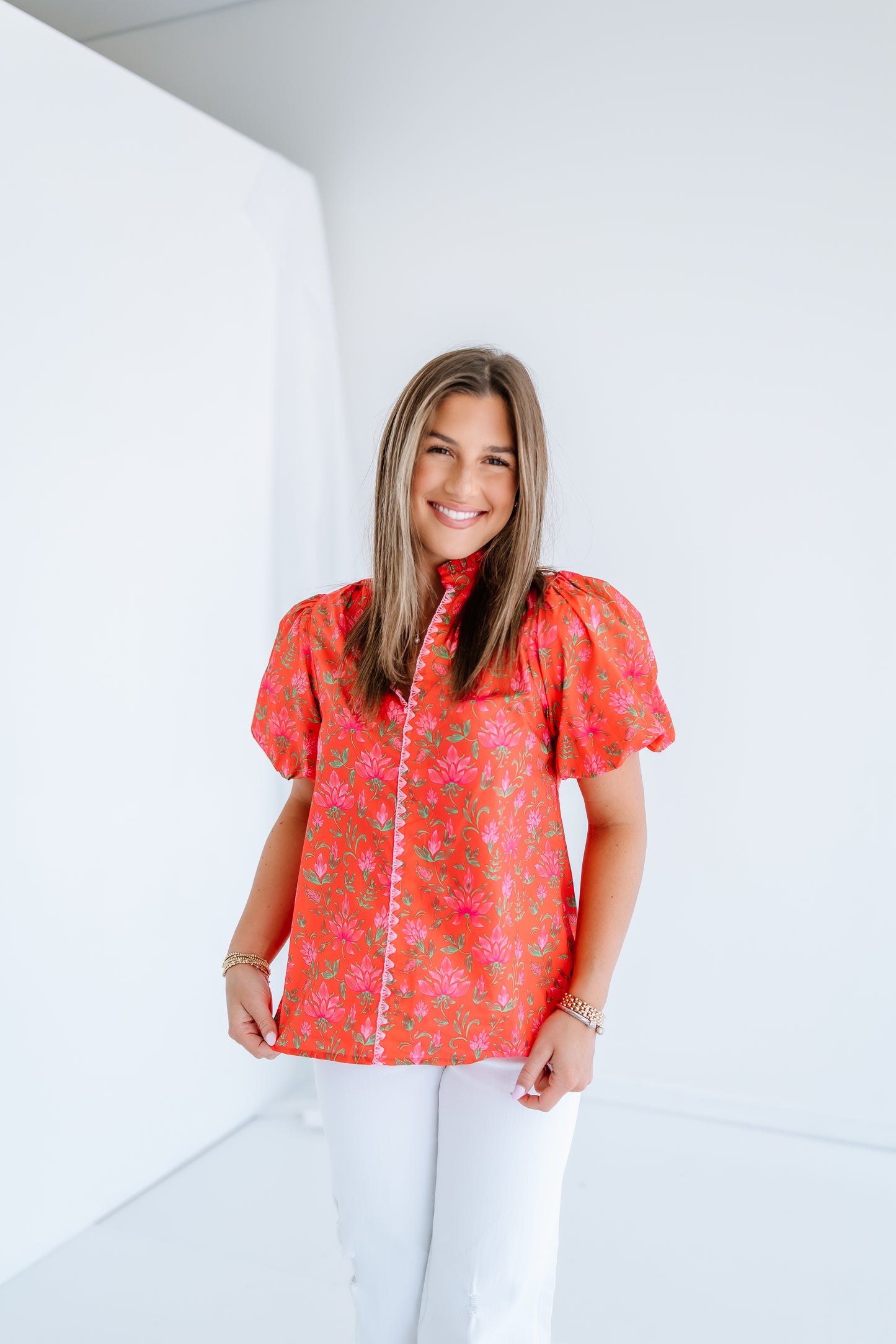 SAY YES FLORAL PUFF SLEEVE BLOUSE