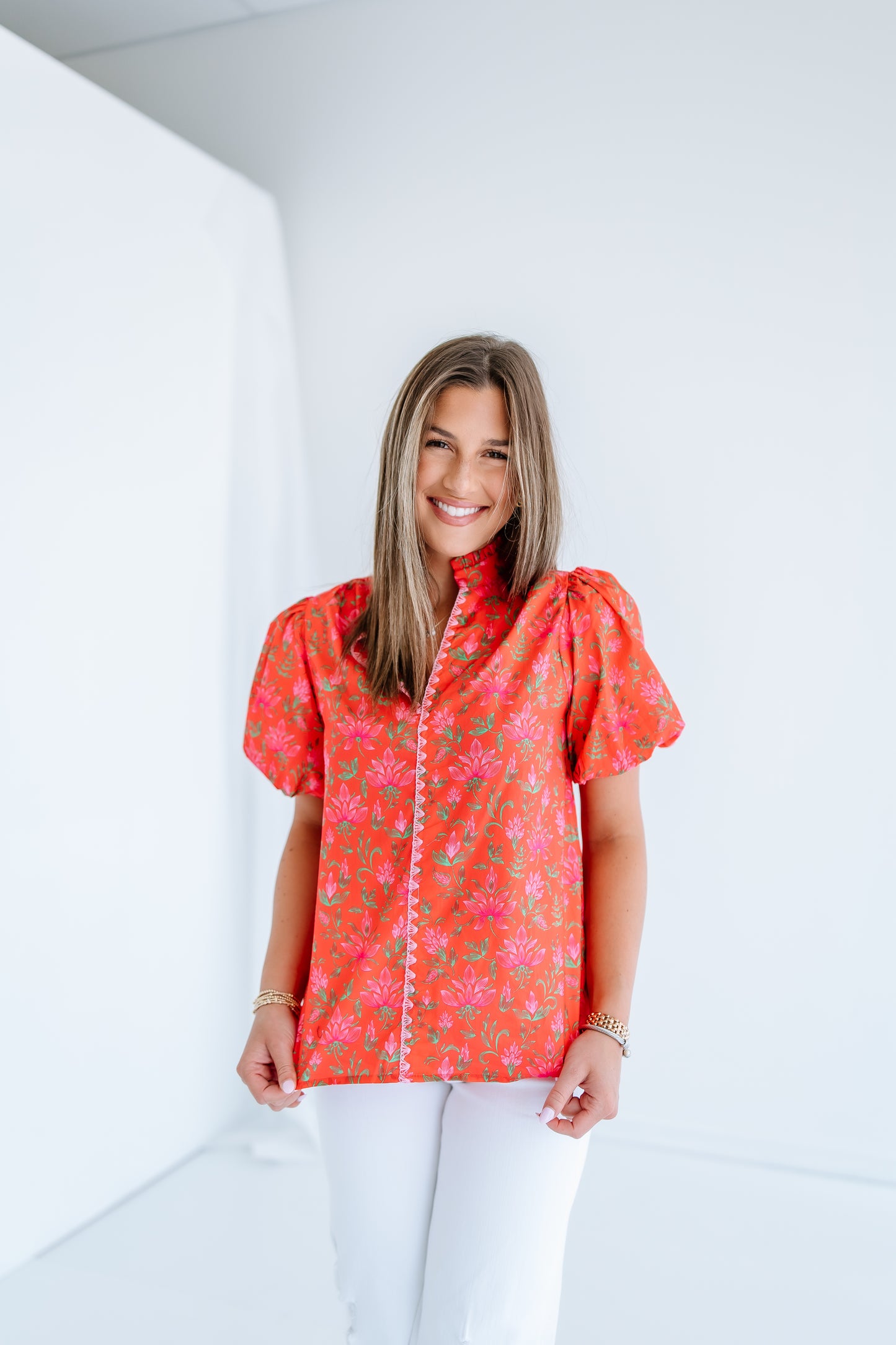 SAY YES FLORAL PUFF SLEEVE BLOUSE