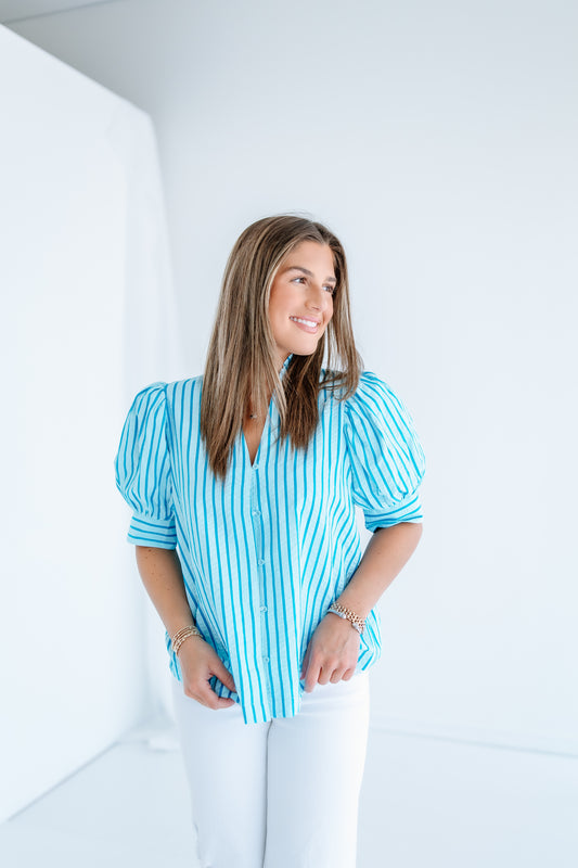 CABANA RUFFLE BUTTON DOWN TOP