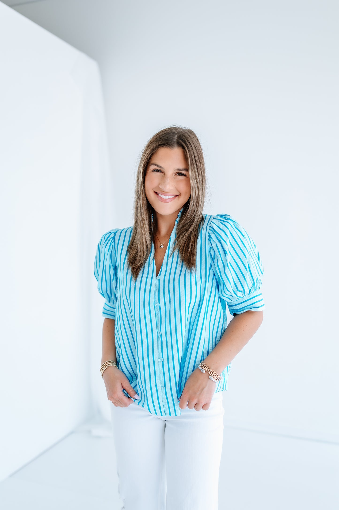 CABANA RUFFLE BUTTON DOWN TOP