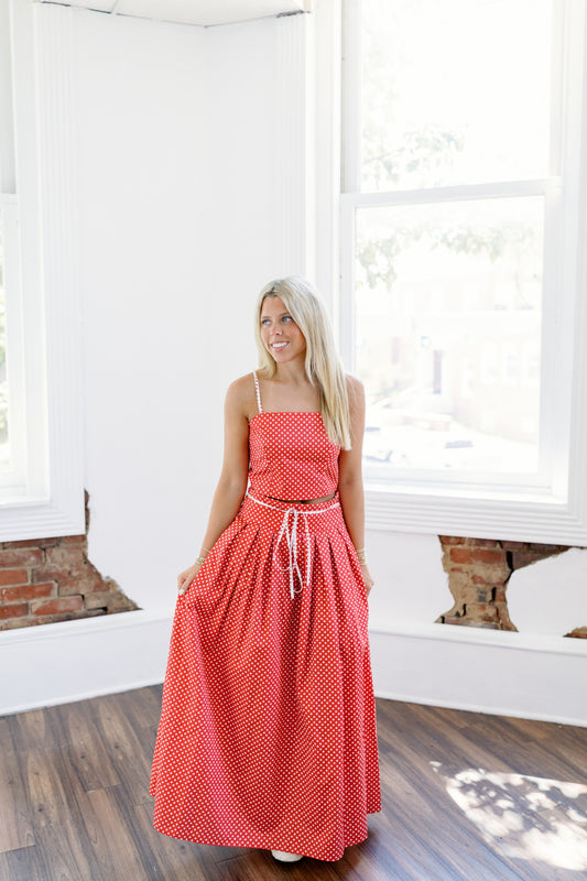 TIE WAIST POLKA DOT SET