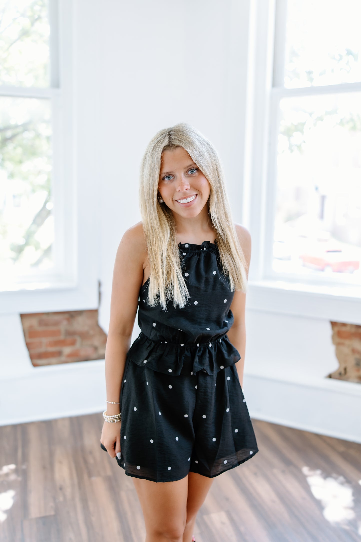 STRAP BACK POLKA DOT ROMPER