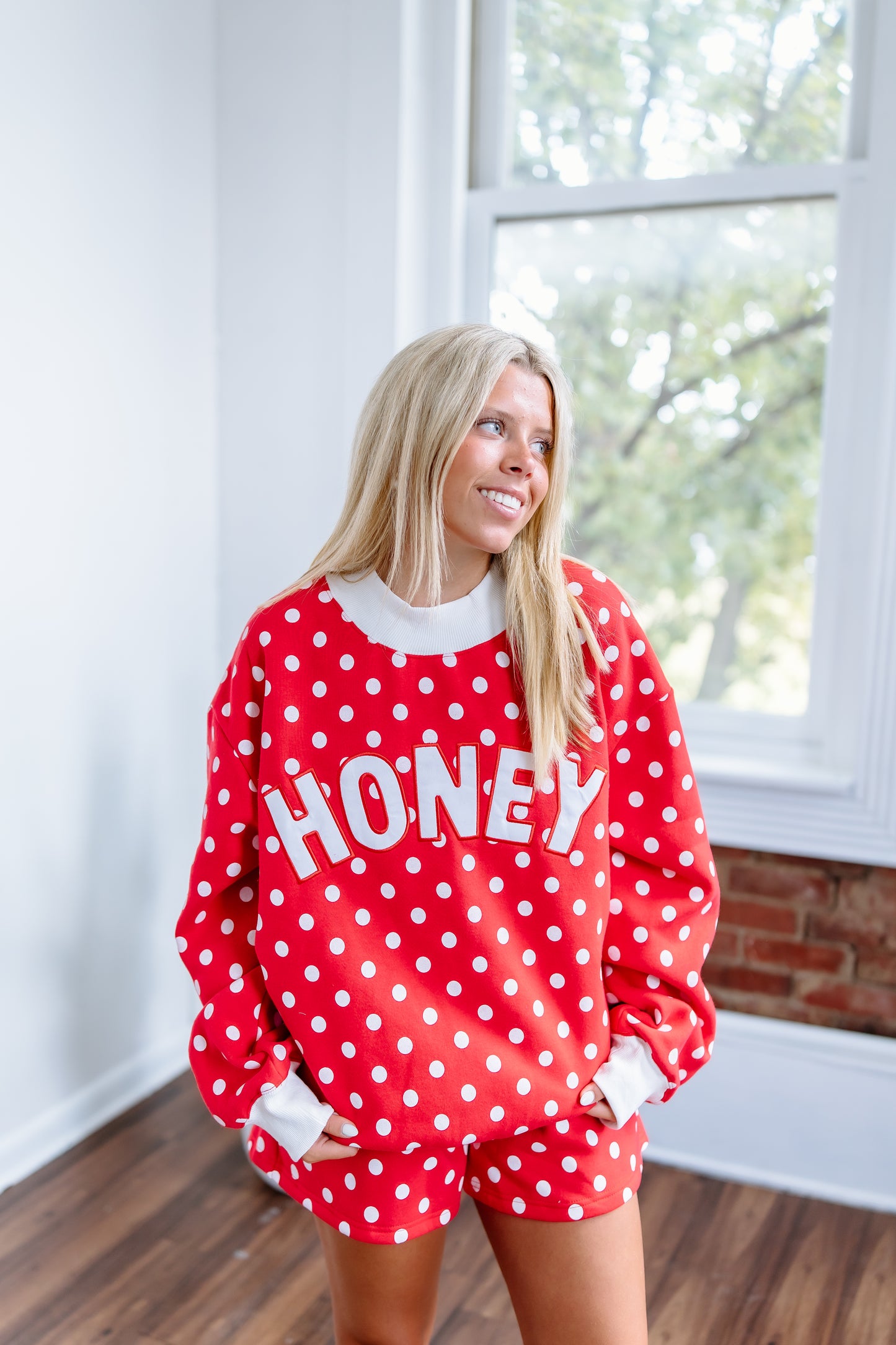 HONEY POLKADOT MOCK NECK