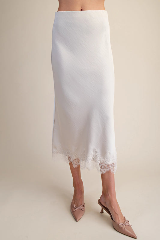 SATIN LACE MIDI SKIRT (3 COLORS)