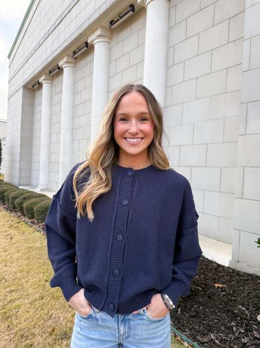 COZY WAFFLE KNIT CARDIGAN