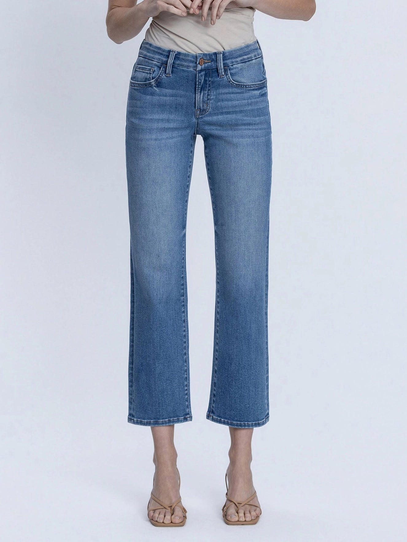 CATCH THE LIGHT MID RISE STRAIGHT LEG JEANS